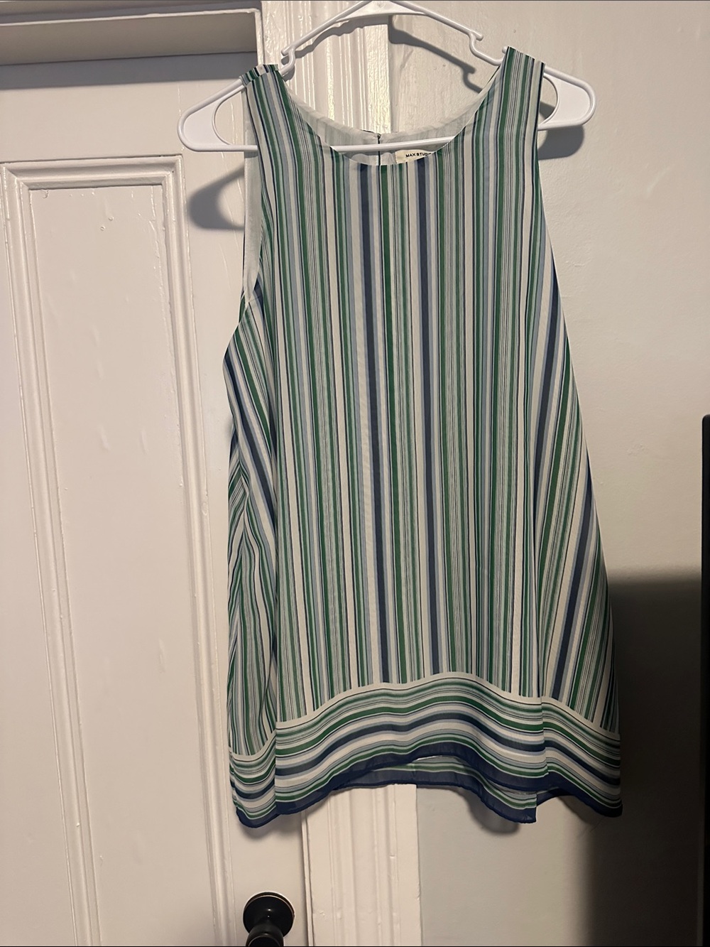 Max Studio Sleeveless Striped Camisole in Green and Blue